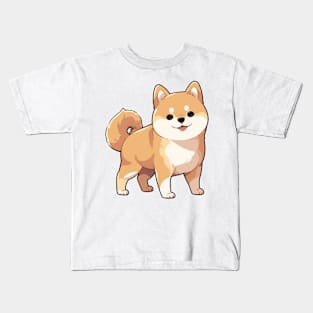 Cute Chibi Shiba Inu Waiting Kids T-Shirt